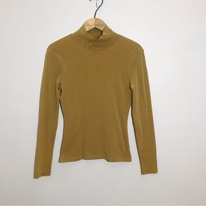 Classiques Entier Tan Mesh Top Size XS Stretchy Lined Mock neck Minimalist